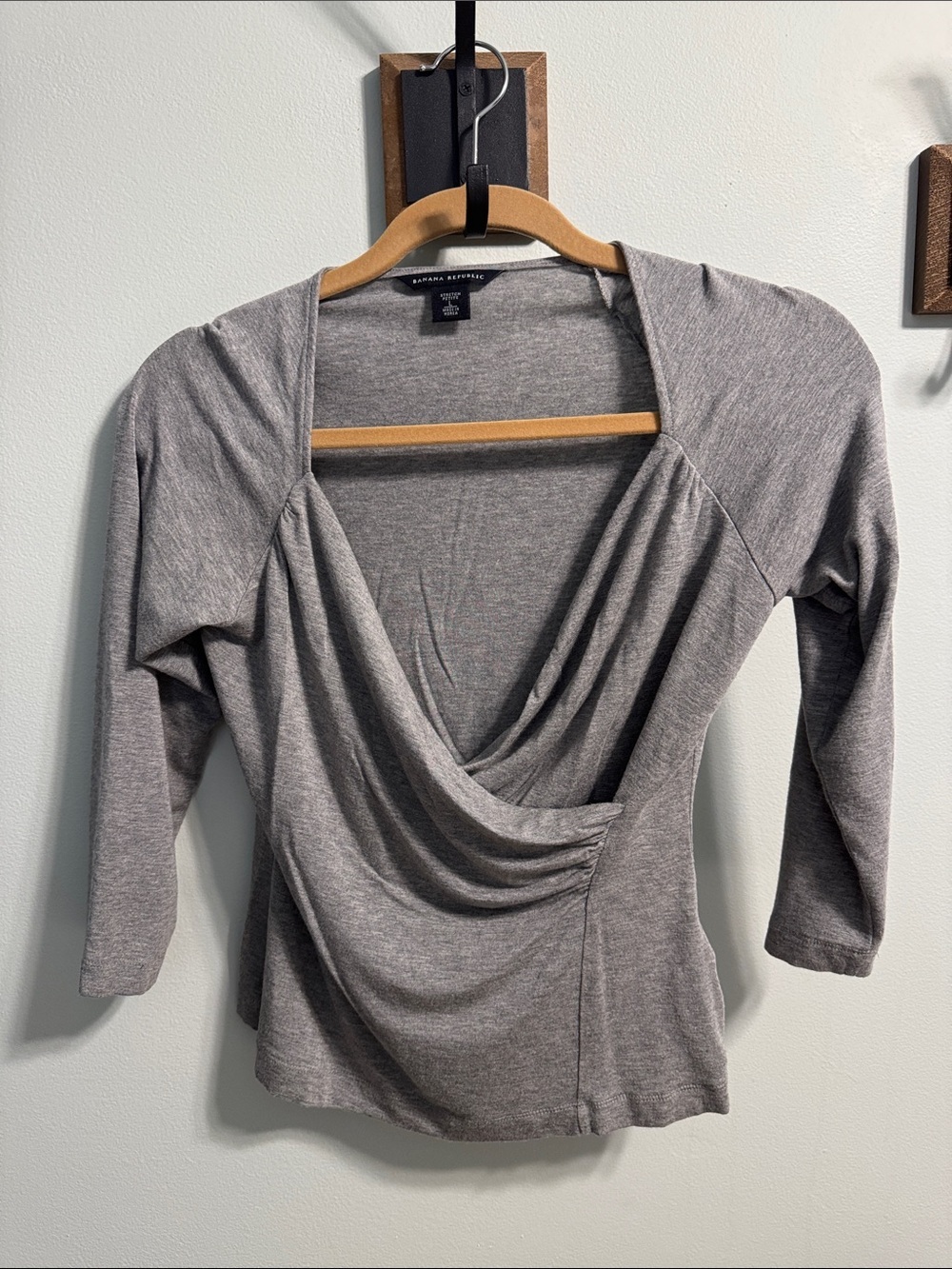 Banana Republic Gray Draped Wrap-Front Women's Top